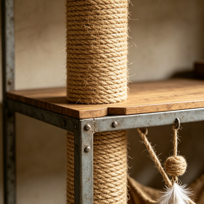 Geometric Build-Your-Own Cat Tree | Metal & Solid Wood Playground with Zen Aesthetics