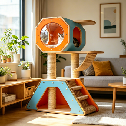 Hexagon & Triangle Cat Tower | Customizable Climbing Tree for Multi-Cat Households