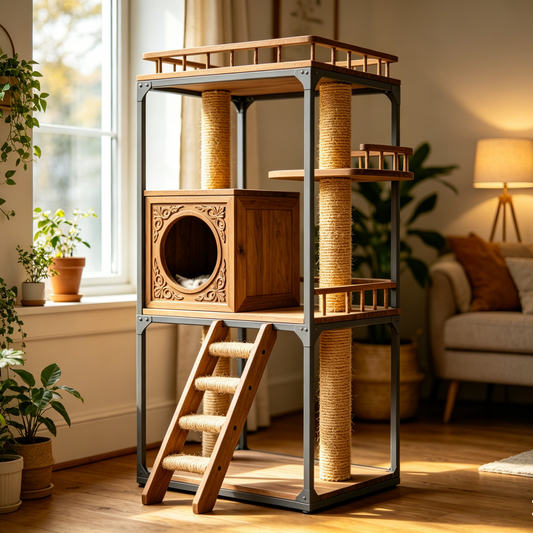 Morse Modular Dual Cat Tree | Detachable 2-in-1 Activity Center for Multi-Cat Households